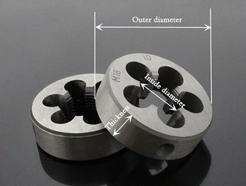 Left Hand Thread Round Dies, M3-M9 Inside diameter